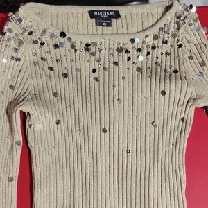 Marciano Cream Sequin Women's Sweater